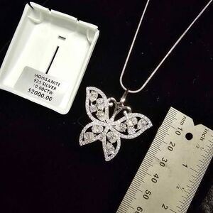 10.0CTW VVSD Moissanite Butterfly Pendant Necklace on a 24" Chain in .925